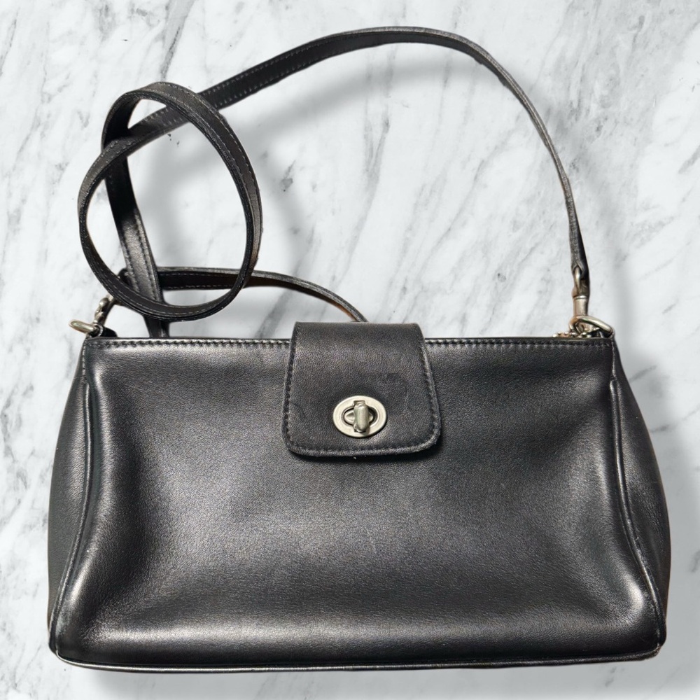 COACH vintage 9154 Black Leather Shoulder Bag crossbody shoulder